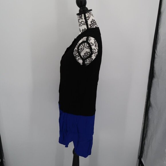 Madewell color block sleeveless Black Blue button front shirt dress XS - Picture 5 of 8